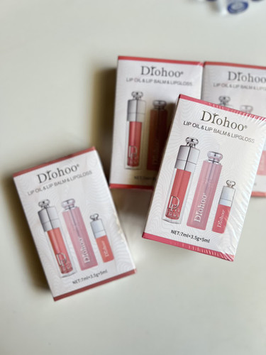 پک سه تایی لیپ گلاس و بالم لب و برق لب طرح دیور Drohoo