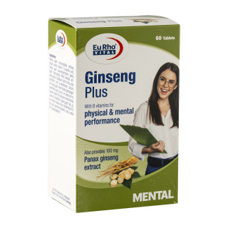 قرص مکمل گیاهی جینسینگ یوروویتال مدل Ginseng Plus بسته 60 عددی